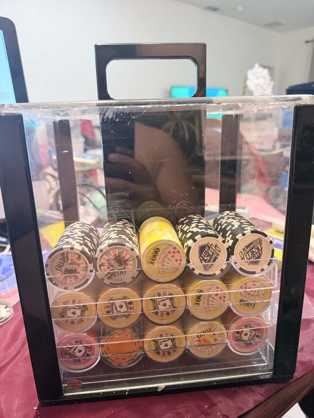 Milwaukee's Best Light Poker Chip Set with Rotating Acrylic Storage Caddy